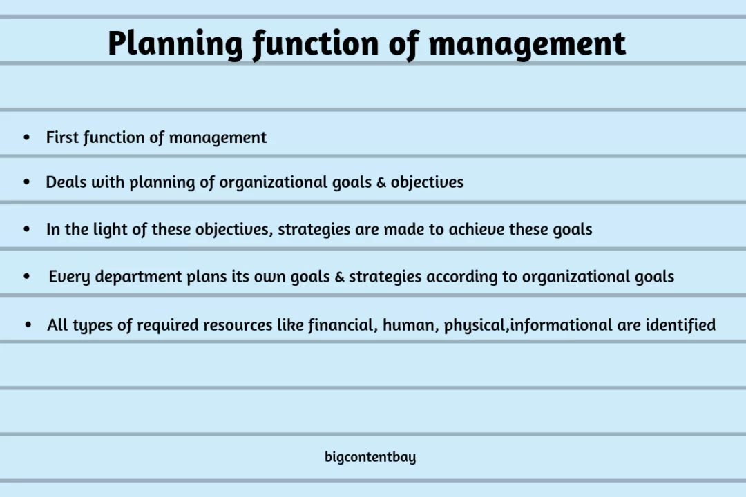 Planning function of management in the 4 functions of management